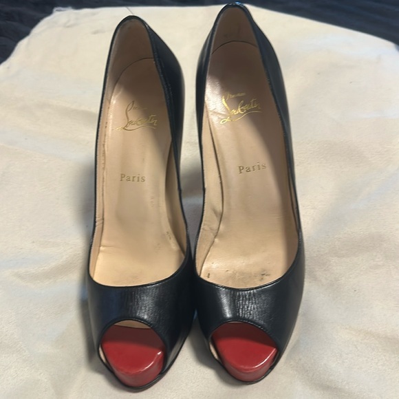 Christian Louboutin Black and Red Peep Toe Heels